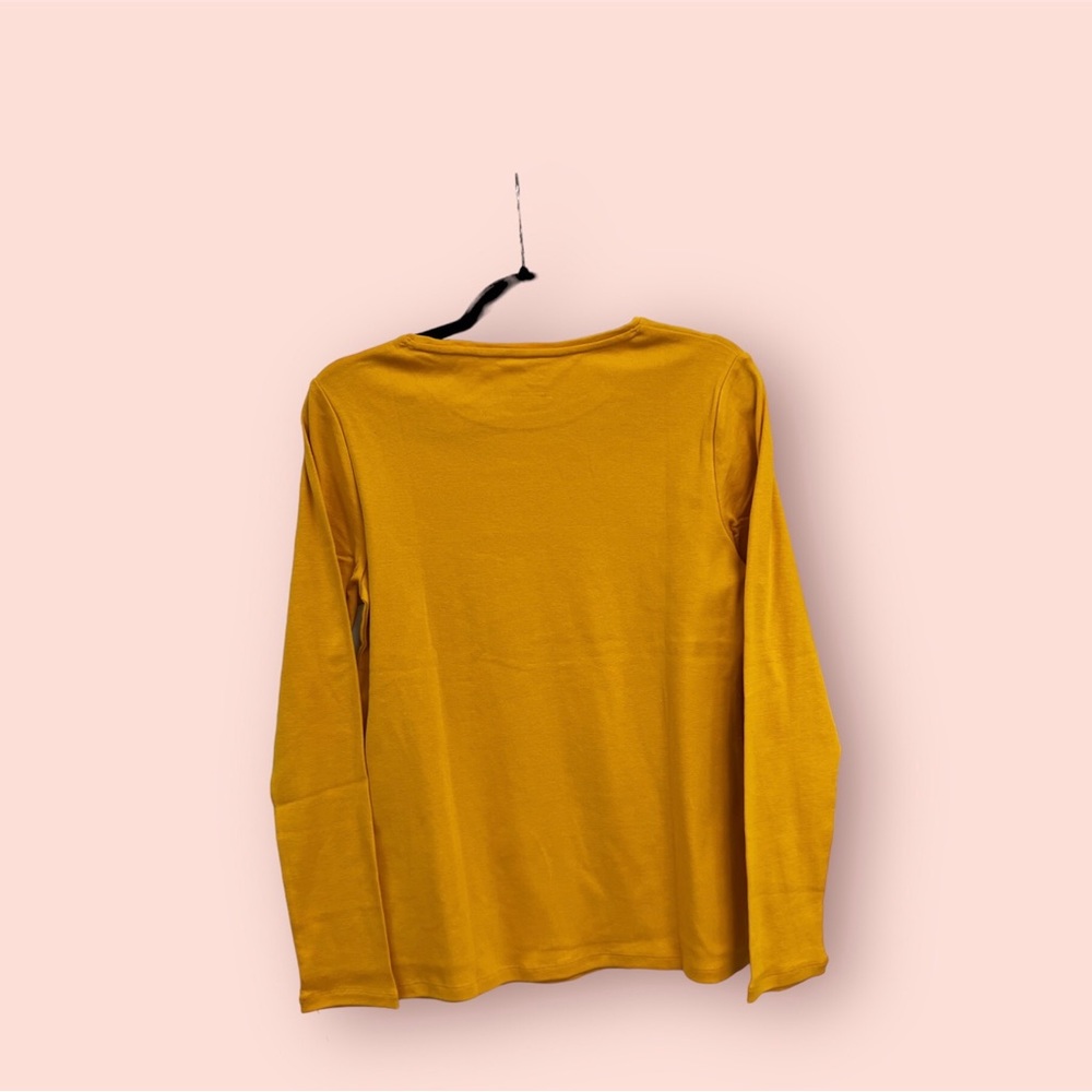 TALBOTS Cotton Long Sleeve Tee/ Golden Honey - Picture 2 of 4